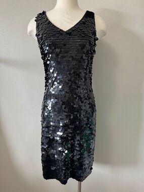 Liptons Vintage Rare Payette  Sequin V-Neck Midi Cocktail Dress size 12